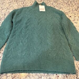 Knox Rose Teal Cable Knit Turtleneck Sweater